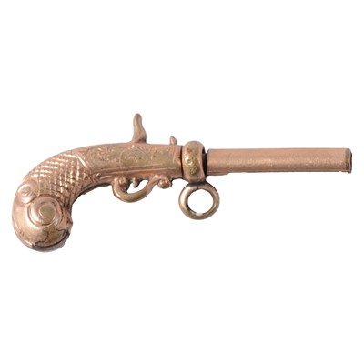 Lot 363 - Gilt metal pistol watch chain bar