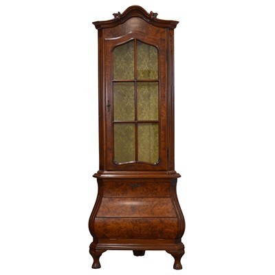Lot 527 - Reproduction burr walnut corner cabinet, Dutch style