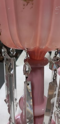 Lot 62 - Pair of Victorian pink lustres