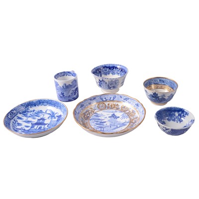Lot 25 - Quantity of 19th century blue and white teaware, including Masons teacup saucer and coffee can