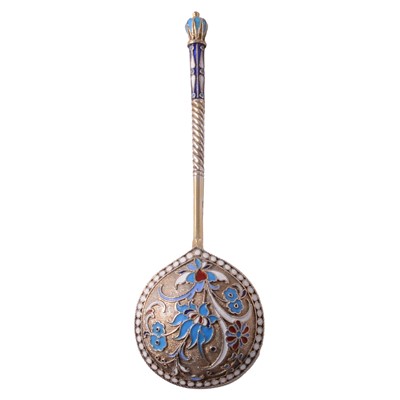 Lot 287 - Imperial Russian gilt white metal and cloisonne spoon.