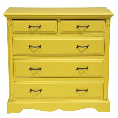 Lot 341 - Yellow painted chest of drawers