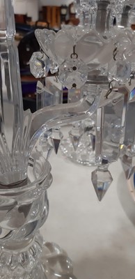 Lot 49 - Pair of Baccarat style two-branch candelabra