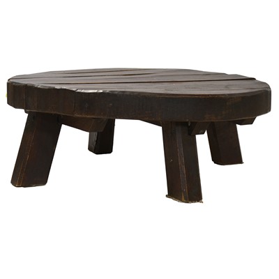 Lot 102 - Circular coffee table made from railway sleepers