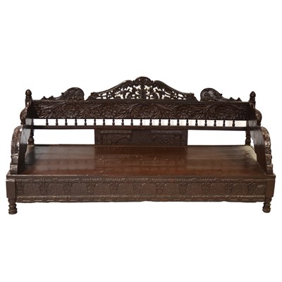 Lot 415 - Continental carved wood settee, low profile