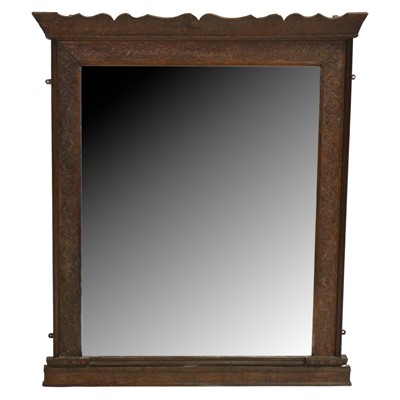 Lot 554 - Edwardian oak overmantel mirror