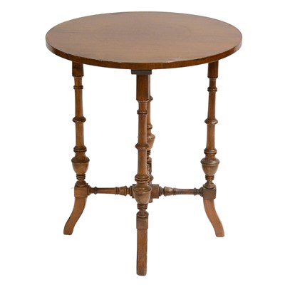 Lot 492 - Edwardian walnut occasional table, and an oak overmantel mirror