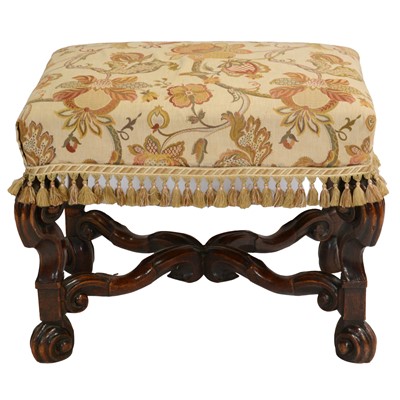 Lot 478 - Queen Anne style stained wood stool, late 19th century