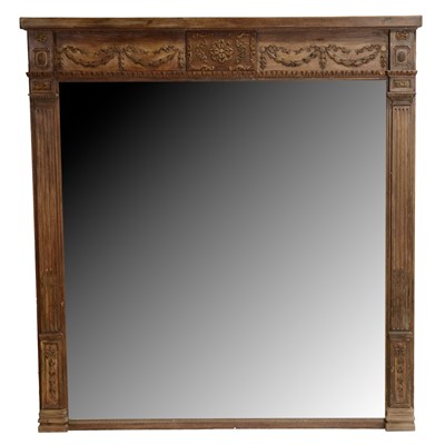 Lot 485 - Carved wooden framed overmantel mirror
