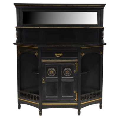 Lot 420 - Victorian Aesthetic ebonised sideboard, by Garnett & Sons