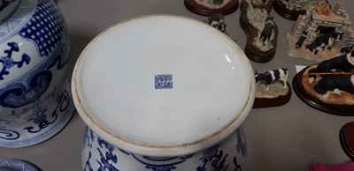 Lot 19 - Ten modern Chinese blue and white jars and covers
