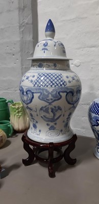 Lot 19 - Ten modern Chinese blue and white jars and covers