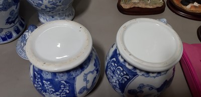Lot 19 - Ten modern Chinese blue and white jars and covers