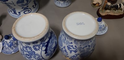 Lot 19 - Ten modern Chinese blue and white jars and covers