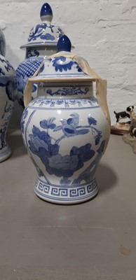 Lot 19 - Ten modern Chinese blue and white jars and covers