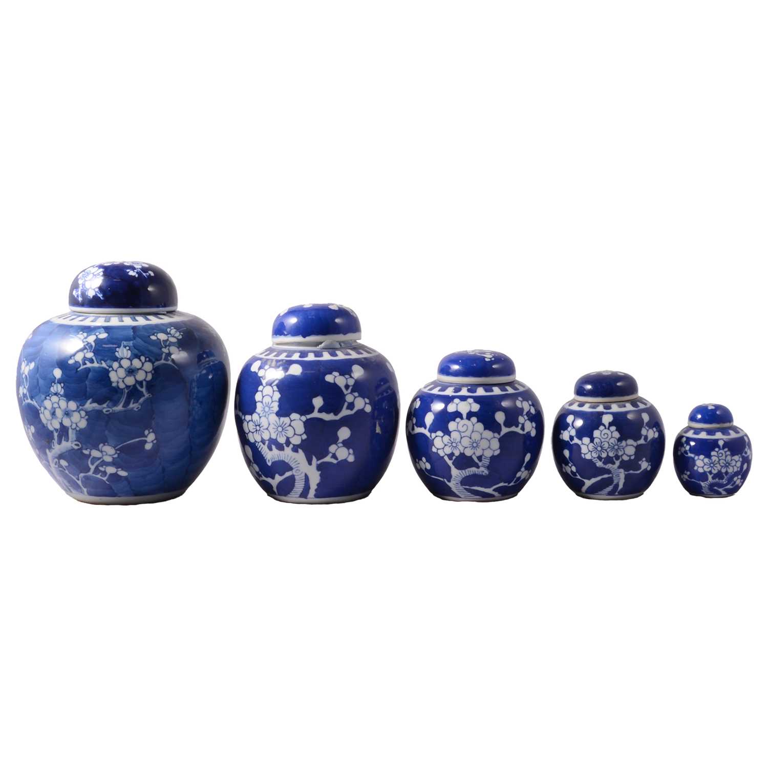 Lot 53 - Collection of Chinese blue and white ginger jars and covers