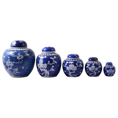 Lot 53 - Collection of Chinese blue and white ginger jars and covers