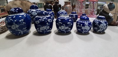 Lot 53 - Collection of Chinese blue and white ginger jars and covers