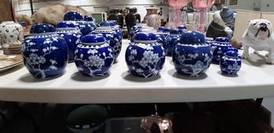 Lot 53 - Collection of Chinese blue and white ginger jars and covers