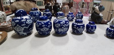 Lot 53 - Collection of Chinese blue and white ginger jars and covers