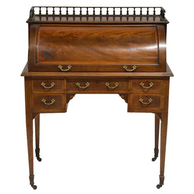 Lot 241 - Victorian mahogany cylinder front bureau