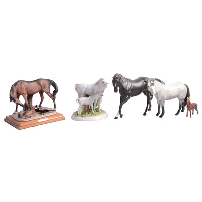 Lot 34 - Beswick matt black horse, and four other horse figurines