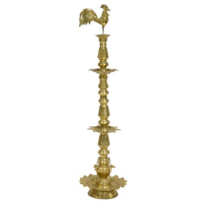 Lot 442 - Tall brass Sri Lankan column or Kukula Pahana