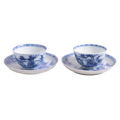Lot 8 - Pair of Chinese Nanking Cargo porcelain teabowls, and two saucers