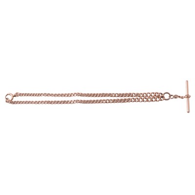 Lot 355 - A yellow metal double Albert watch chain.
