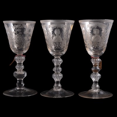 Lot 1 - Set of three large Jacobite goblets