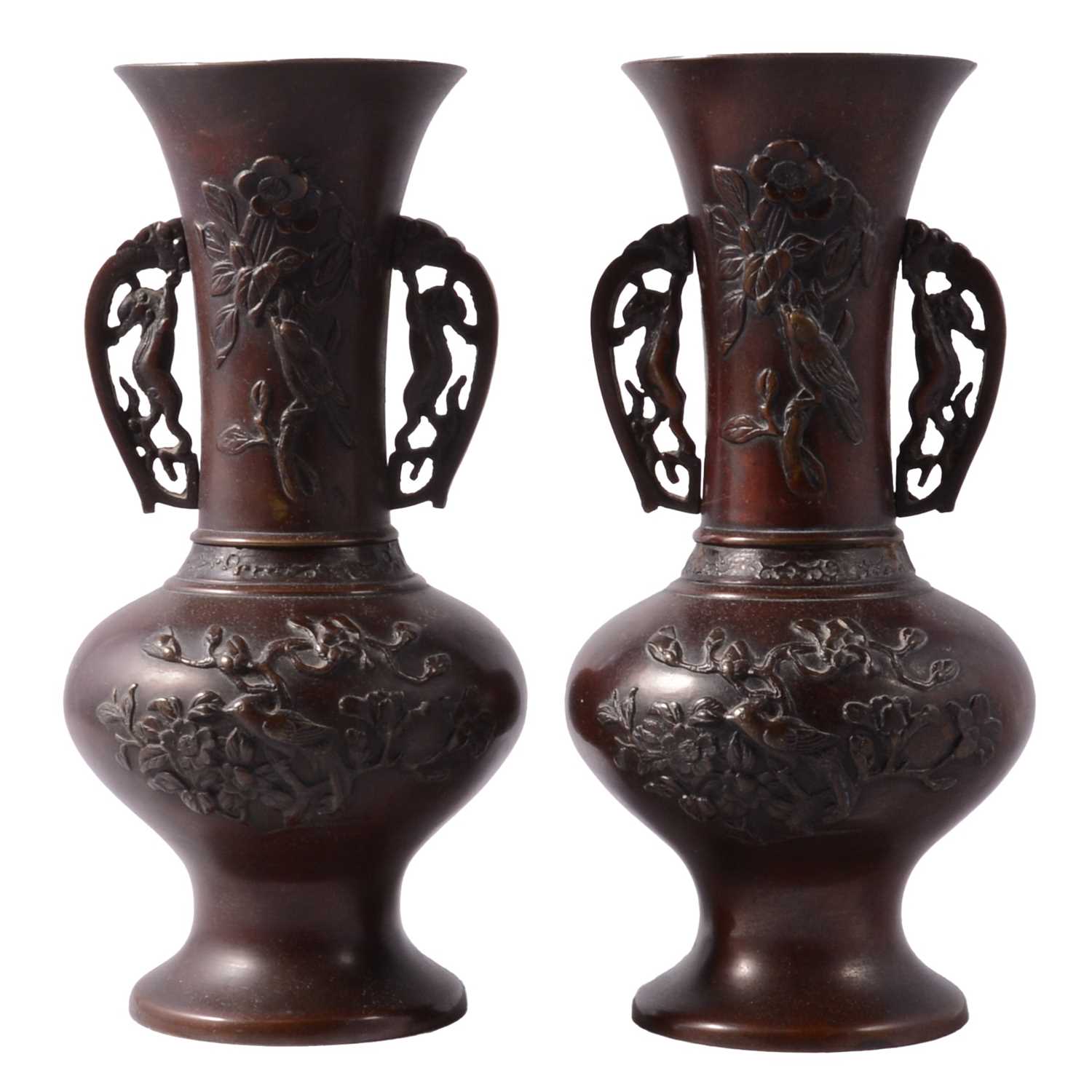 Lot 67 - Pair of Chinese bronzed vases