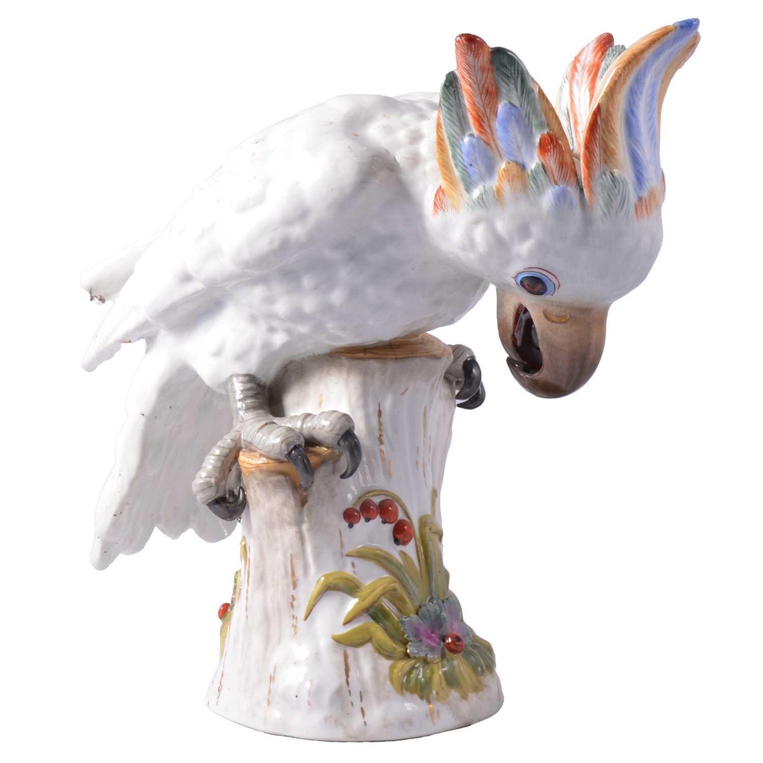 Lot 54 - Large Continental parrot figure, after the Meissen figure