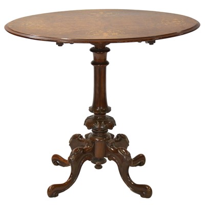 Lot 359 - Victorian burr walnut marquetry occasional table