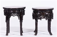 Lot 421 - Chinese carved hardwood jardiniere stand,...
