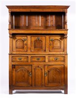 Lot 425 - Joined oak tridarn, 18th Century, moulded...