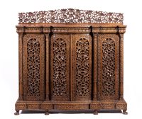 Lot 426 - Carved teak wood credenza, Indian or Burmese,...