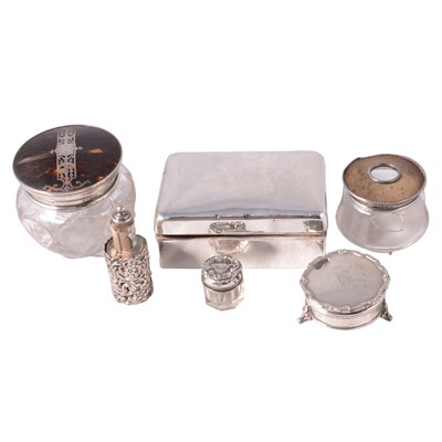 Lot 400 - Silver cigarette box, ring box, etc.