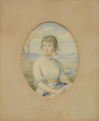 Lot 228 - Victorian School, Girl with flowers
