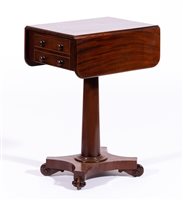 Lot 436 - Victorian mahogany pedestal work table, with D-...