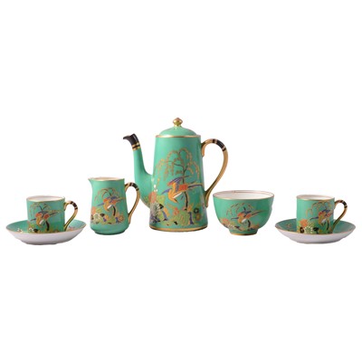 Lot 84 - Grosvenor china green ground coffee set