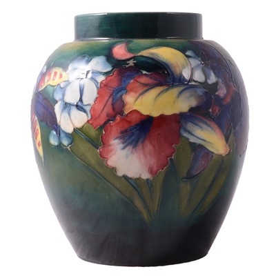 Lot 57 - Moorcroft Pottery, a large 'Orchid' pattern ginger jar body, 1930s