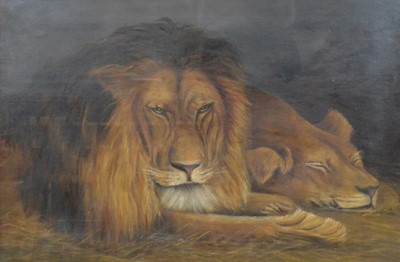 Lot 265 - James Reeves after Sir Edwin Landseer, Lions at rest