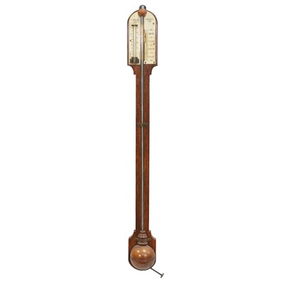 Lot 414 - Victorian oak stick barometer, signed Townson & Mercer, London