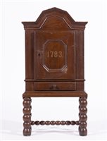 Lot 448 - Baltic grained pine dole cupboard, bears date...