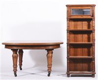 Lot 453 - Victorian oak extending dining table, wind-out...