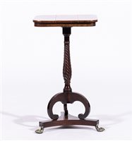Lot 378 - Regency rosewood pedestal table, square shape...