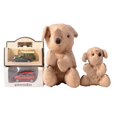Lot 148 - Two vintage teddy bears and a small quantity of die-cast vehicles
