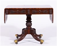 Lot 380 - Regency mahogany pedestal sofa table,...