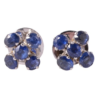 Lot 182 - A pair of natural blue sapphire earstuds.