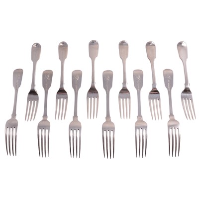 Lot 103 - Set of twelve silver table forks